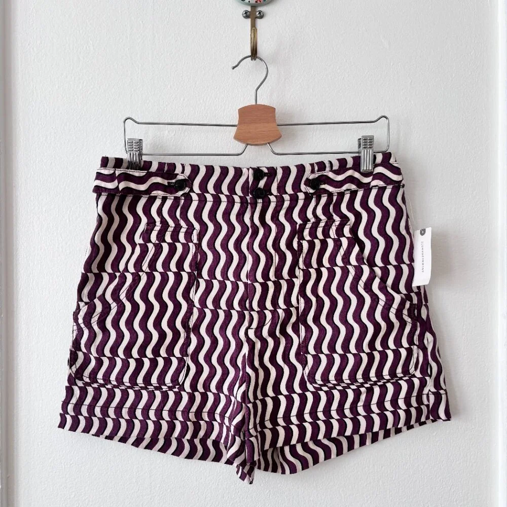 Anthropologie Maeve Wavy High Rise Shorts